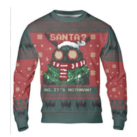 Santa Cryptid Holiday Sweater, Mothman Ugly Christmas Sweater, Humorous Folklore Ugly Sweater, Retro Spooky Xmas Graphic Crewneck Sweatshirt