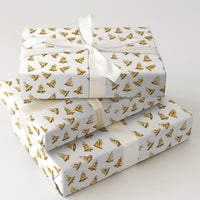 Shimmer Holiday Bells Gift Wrap, Golden Bell Wrapping Paper, White and Gold Christmas Wrapping Paper, Festive Winter Holiday Wrapping Paper