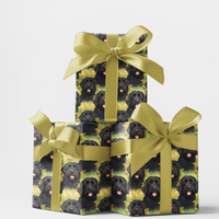 Dog Portrait Holiday Wrapping Paper, Black Schnauzer Wrapping Paper, Adorable Dog Breed Gift Wrap, Dog Lover Christmas Wrapping Paper