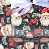 Gamer Santa Gift Wrap, Video Game Controller Wrapping Paper, Kids Christmas Wrapping Paper, Retro Gaming Holiday Paper Roll