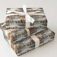 Snowy Carnival Christmas Gift Wrap, Vintage Winter Carousel Wrapping Paper, Nostalgic Holiday Wrapping Paper, Festive Winter Fair Gift Wrap