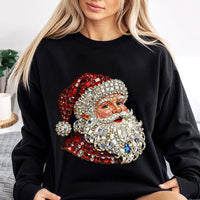 Sparkle Crystal Christmas Crewneck, Jewel Mosaic Santa Sweatshirt, Festive Santa Claus Pullover, Holiday Graphic Sweatshirt, Christmas Present