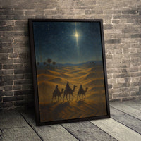 Three Wise Men Star of Bethlehem Canvas Print, Nativity Scene Canvas Art, Christmas Holiday Wall Decor, Religious Digital Download Present