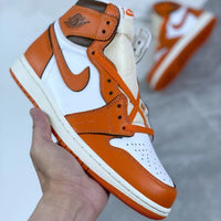 High Top Sneakers, Orange Colorway, Lace Up Design, Casual Gift for Sneaker Fans