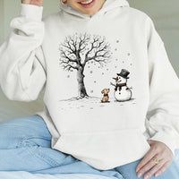 Adorable Winter Dog Hoodie, Snowman and Puppy Hoodie, Whimsical Holiday Snowman Hoodie, Comfy Christmas Dog Lover Sweatshirt, Xmas Present for Her