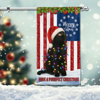 Double-Sided Holiday Yard Flag, Black Cat Christmas Garden Flag Bombay Cat Santa Hat American Flag, Cat Lover Xmas Decor Present