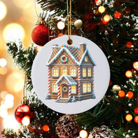 Holiday Home Decor Ornament, Gingerbread House Christmas Ornament, Ceramic Christmas Tree Ornament, Festive Family Keepsake Present