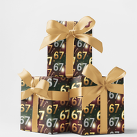 Christmas Milestone 67 Gift Wrap, 67th Birthday Wrapping Paper, Festive Number Wrapping Paper, Holiday Birthday Party Gift Wrap Roll