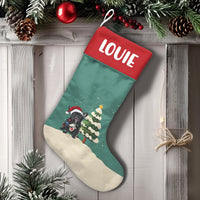 Frenchie with Santa Hat Holiday Stocking, French Bulldog Christmas Stocking, Personalized Dog Christmas Stocking, Adorable Pet Lover Xmas Decor