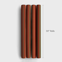 Red Green Black Holiday Gift Wrap Roll, Striped Christmas Wrapping Paper, Modern Festive Present Wrap, Seasonal Packaging Paper