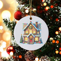 Holiday Candy Ornament, Gingerbread House Christmas Ornament, Sweet Winter Ceramic Ornament, Festive Tree Decor, Family Keepsake Present