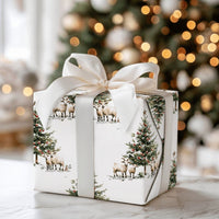 Watercolor Lamb Holiday Gift Wrap, Farm Sheep Christmas Wrapping Paper, Farmhouse Christmas Wrapping Paper, Rustic Present Wrap