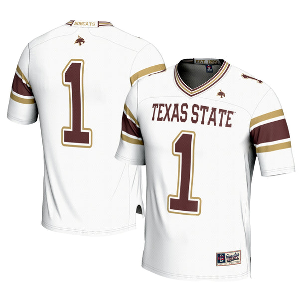 #1 Texas State Bobcats Football Jersey - White