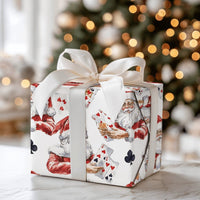 Poker Santa Gift Wrap, Santa Playing Cards Wrapping Paper, Watercolor Card Player Christmas Wrapping Paper, Vegas Holiday Gift Wrap Roll