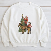 Christmas Horse Graphic Crewneck, Western Cowboy Santa Sweatshirt, Retro Country Holiday Sweater, Western Rodeo Pullover, Xmas Present for Men