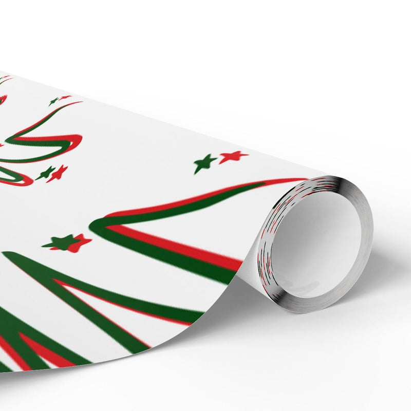 Stars Holiday Gift Wrap, Abstract Christmas Tree Wrapping Paper, Modern Christmas Wrapping Paper Roll, Elegant Winter Present Gift Wrap