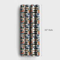 Snowy Urban Skyline Gift Wrap, Winter Cityscape Christmas Wrapping Paper, Watercolor City Holiday Wrapping Paper