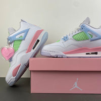Retro Low Top Sneakers, White Green Pink Colorway, Valentine Design, Lace Up Design, Casual Gift for Sneaker Fans