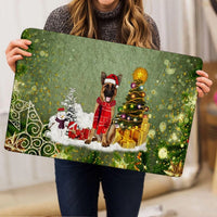 Santa Hat Dog Welcome Mat, German Shepherd Christmas Doormat, Holiday Front Door Mat, GSD Winter Entry Rug, Pet Owner Christmas Present
