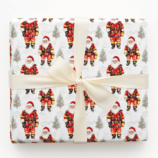 First Responder Christmas Gift Wrap, Firefighter Santa Wrapping Paper, Winter Santa Gift Wrapping Paper, Fire Dept Holiday Gi