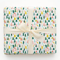Colorful Stylized Holiday Gift Wrap, Modern Christmas Tree Wrapping Paper, Whimsical Tree Wrapping Paper, Festive Xmas Gift Wrap Roll