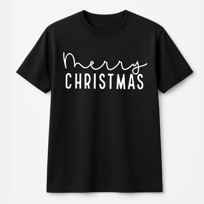 Minimalist Holiday Typography Shirt, Merry Christmas T-Shirt, Adorable Festive Xmas Graphic Tee, Simple Christmas Shirt, Holiday Present for Her