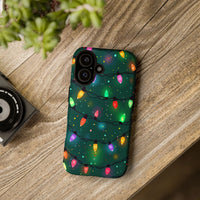 Colorful Holiday Bulb Pattern Phone Case, Christmas Lights Phone Case, Festive Winter Tree Lights Phone Cover, Merry Xmas iPhone Case Present