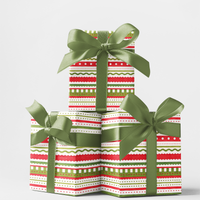Red and Green Holiday Gift Wrap, Merry Strokes Christmas Wrapping Paper, Festive Xmas Wrapping Paper Roll, Modern Holiday Present Present Paper