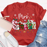 Custom Name Snowflake Holiday Shirt, Personalized Christmas Lights T-Shirt, Matching Family Xmas Graphic Tee, Holiday Season Present