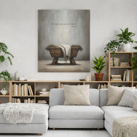 Light Shines in the Darkness Canvas, Nativity Manger Canvas Print, Christian Scripture Wall Art, Christmas Nativity Canvas Art Present