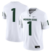 #1 White Michigan State Spartans Game Jersey