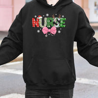 Holiday Stethoscope Hooded Sweatshirt, Festive Christmas Nurse Hoodie, Adorable Nursing Student Xmas Pullover, Healthcare Worker Winter Hoodie