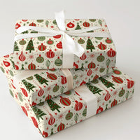 Mid-Century Ornament Gift Wrap, Retro Christmas Wrapping Paper, Vintage Tree Holiday Wrapping Paper, Festive Christmas Paper Roll