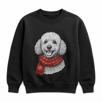 Festive Scarf Poodle Holiday Sweater, Poodle Christmas Sweatshirt, Adorable Winter Poodle Crewneck, Comfy Dog Lover Animal Graphic Pullover