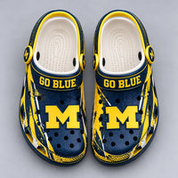 GO BLUE Attitude - MICH Block M Clogs in Navy and Maize