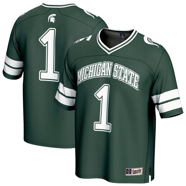 #1 Michigan State Spartans Lightweight Collegiate Football Fashion Jersey - Green