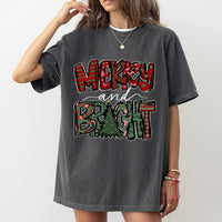 Festive Holiday Tree Graphic T-Shirt, Merry and Bright Christmas T-Shirt, Adorable Retro Xmas T-Shirt, Winter Holiday Season Graphic Tee