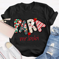 Custom Name Holiday Graphic T-Shirt, Personalized Christmas Apples Shirt, Adorable Xmas Teacher Fruit Tee, Festive Christmas Apple Shirt