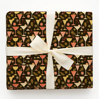 Winter Martini Party Gift Wrap, Holiday Cocktail Wrapping Paper, Dark Aesthetic Drinks Wrapping Paper, New Year Christmas Wrapping Paper