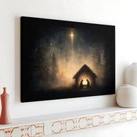 Holy Night Bethlehem Star Canvas, Nativity Scene Canvas Print, Religious Christmas Wall Art, Christian Holiday Canvas Decor Present