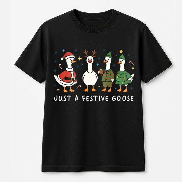 Silly Ducks Holiday Shirt, Festive Goose Christmas T-Shirt, Humorous Goose Lover Graphic Tee, Adorable Xmas Goose T-Shirt, Ho