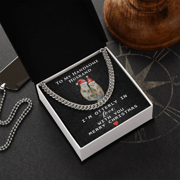 Husband Christmas Cuban Chain, Otterly in Love Cuban Link Chain Necklace, Stainless Steel Chain Necklace, Romantic Holiday Pr