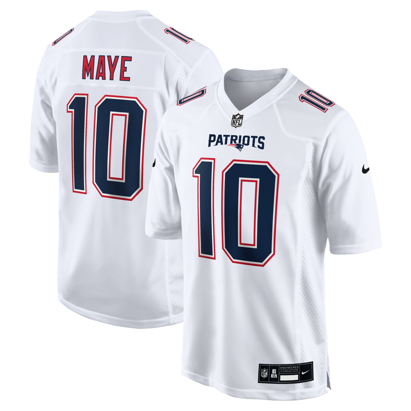 New England Patriots Drake Maye Tundra White Game Jersey