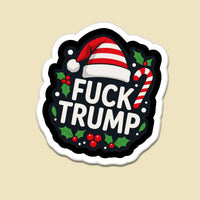 Humorous Santa Hat Political Protest Fridge Magnet, Anti-Trump Christmas Magnet, Liberal Democrat Humor Magnet, Anti GOP Holiday Vinyl Present