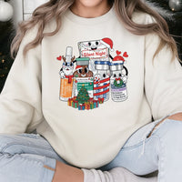 Adorable ICU Nurse Sweatshirt, Silent Night Nurse Christmas Sweatshirt, Medical Vial Holiday Sweatshirt, Healthcare Worker Crewneck Xmas Present