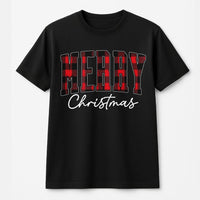 Buffalo Plaid Christmas Shirt, Merry Christmas T-Shirt, Plaid Holiday Graphic Tee, Festive Christmas T-Shirt, Winter Holiday Family Present Tee