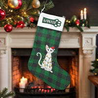 Buffalo Plaid Cat Stocking, Personalized Cat Christmas Stocking, Custom Name Pet Stocking, Holiday Decor Stocking, Pet Lover Xmas Present