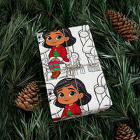 Santa and Girl Gift Wrapping Paper, Color in Santa Christmas Wrapping Paper, Holiday Gift Wrap Paper, Kids Coloring Christmas Gift Wrap Roll