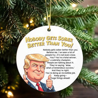 Humorous Caricature Recovery Ornament, Sober Milestone Christmas Ornament, Sobriety Anniversary Ceramic Ornament, Xmas Tree Decor Present for Him