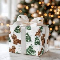Winter Snow Tree Gift Wrap, Havanese Dog Christmas Wrapping Paper, Watercolor Dog Holiday Wrapping Paper, Adorable Pet Lover Gift Wrap Roll